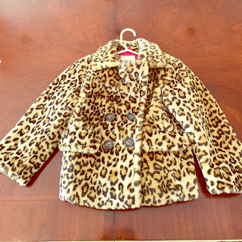 Girls Winter or Fall Fur Leopard Coat